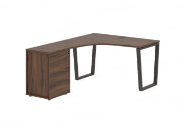 Стол эргономичный с тумбой левый EDIS EVCET 1318 L Дуб Денвер темный Мокко