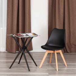 Стул TULIP (mod. 73-1) дерево/пластик/экокожа, 47,5x55x80 см, черный