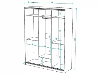 Белый шкаф-купе с зеркалом Виктория 1800х584х2300, Белый 18ДЗДЗ-ПШШШ-Б 310-763
