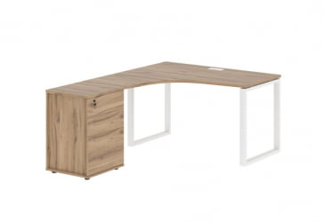 Стол эргономичный с тумбой левый ЕДИС ЕКCЕТ 1318 Л Дуб Денвер светлый Белый / EDIS EQCET L