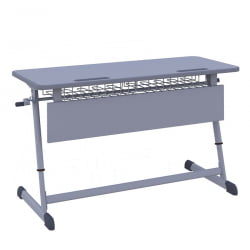 Парта школьная с полкой НОМАД В с ручной регулировкой высоты (рост 4-6) Серый/Серый / NOMAD V