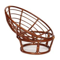 Кресло PAPASAN 23/01 W /с подушкой/ диаметр подушки 122 см, 115х101х104 см, Pecan (орех), ткань Оранжевый, С 23