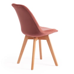 Стул TULIP SOFT (mod. 74) / 1 шт. в упаковке вельвет/дерево , 54 х 47 х 83 см , коралловый (HLR 44)/натуральный