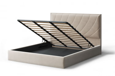 Кровать СОФИЯ 2000*1600мм (без опор), велюр Бренди лайт 03 (бежевый), (б/основания, б/матраса)