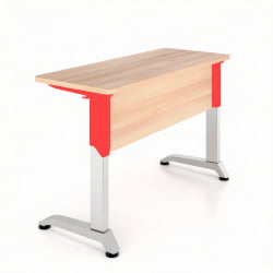 Парта двухместная Де Гласси Н (рост 3-5)  ЛДСП Серый/ Металл Серый+Красный