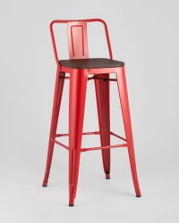 Стул барный Tolix Wood 75.5  со спинкой Красный