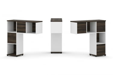 Надставка на стол низкая двухсторонняя + задняя стенка (5 шт.) CONCEPT CN.DNN-001 Дуб Мали Белый бриллиант Черный металл