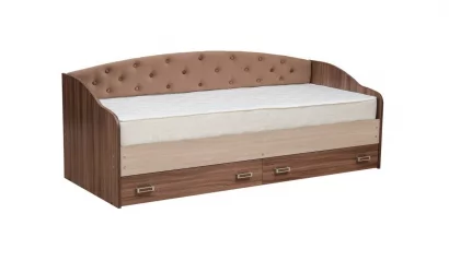 Кровать с мягким элементом Софа №8 900*2000 Венге/Ясень шимо светлый/Кожзам Венге