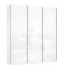 Шкаф-купе трехдверный Прайм 2100 Белое стекло/Белое стекло/Белое стекло Белый снег