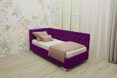 ДЕТСКАЯ МЯГКАЯ ИНТЕРЬЕРНАЯ КРОВАТЬ ВЕРСАЛЬ С ПОДЪЕМНЫМ МЕХАНИЗМОМ (БЕРХОУСЕ) Цвет фасада: Фуксия; Материал фасада: Металл/Велюр; Спальное место: 1200х1900 / (BERHOUSE)