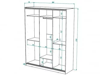 Белый шкаф-купе с зеркалом Виктория 1800х584х2300, Белый 18ДЗДЗ-ПППП-Б 310-563
