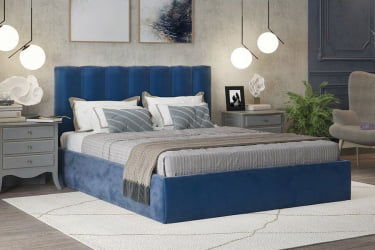 Кровать Элен 1200*2000 мм, велюр НЕО 27, синий / NEO