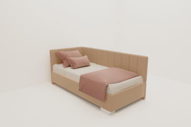 Детская кровать 120 190 ТЕРРА С ОРТОПЕДИЧЕСКИМ ОСНОВАНИЕМ (БЕРХОУСЕ) Цвет фасада: Бежевый; Материал фасада: Металл/Велюр; Спальное место: 1200х1900 / (BERHOUSE)