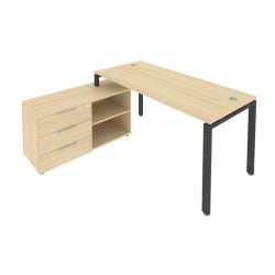 Рабочая станция на П-образном м/к с опорной тумбой левая Метал Сйстем Б.РС-СТС-2.4 Л Акация/Антрацит / Metal System