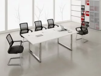 Стол системы БЭНЧ, переговорный, начальный GLOSS LINE НСПН-П.927 Белый Премиум