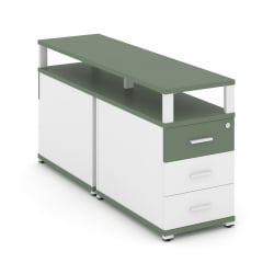 Тумба двухсторонняя опорная приставная с 3-мя ящиками и надставкой CОНCЕПТ CН.ДТГП-001 Б/В Кобо Белый бриллиант Белый / CONCEPT CN.DTGP-001 B/W