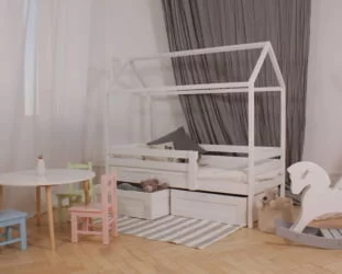 Кровать-домик RooRoom кд-33Р с ящиками Розовый Кровать-домик RooRoom кд-33Р с ящиками Розовый