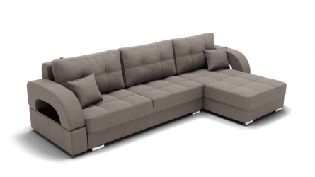 Диван Элита-3 угол левый/правый (ЗР) Цвет фасада: Серо коричневый; Тип: Левый/правый; Материал фасада: Металл/Велюр