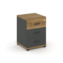 Тумба опорная/приставная с 3-мя ящиками CОНCЕПТ CН.ТУО-001 Б/В Сандал Янтарный Антрацит / CONCEPT CN.TUO-001 B/W