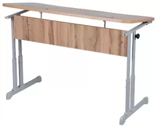 Парта двухместная эргономичный с углом наклона и пеналами (рост 3-7) Клен Танзау/Металл Серый