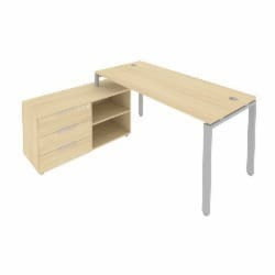 Рабочая станция на П-образном м/к с опорной тумбой левая Метал Сйстем Б.РС-СТС-2.4 Л Акация/Серый / Metal System