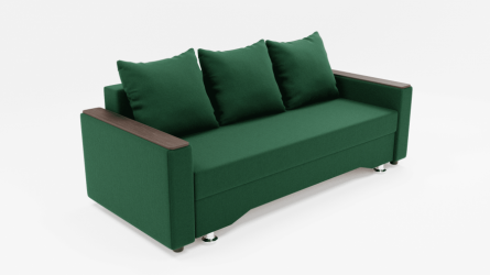 Диван Квадро-2 ПБ (ЗР) Цвет фасада: Зеленый; Тип: Прямой; Материал фасада: Металл/Велюр