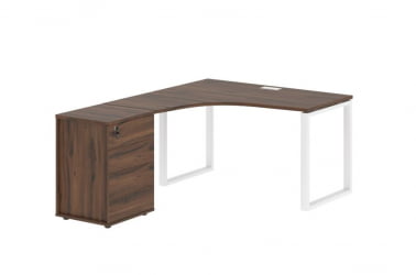 Стол эргономичный с тумбой левый ЕДИС ЕКCЕТ 1318 Л Дуб Денвер темный Белый / EDIS EQCET L