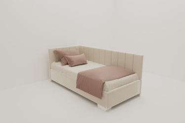 Детская кровать 120 190 ТЕРРА С ОРТОПЕДИЧЕСКИМ ОСНОВАНИЕМ (BERHOUSE) Цвет фасада: Кремовый; Материал фасада: Металл/Велюр; Спальное место: 1200х1900