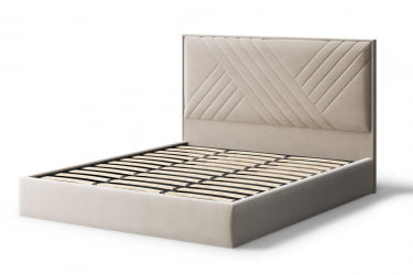 Кровать МИРА 2000*1600мм (без опор), велюр Бренди лайт 03 (бежевый), (б/основания, б/матраса)