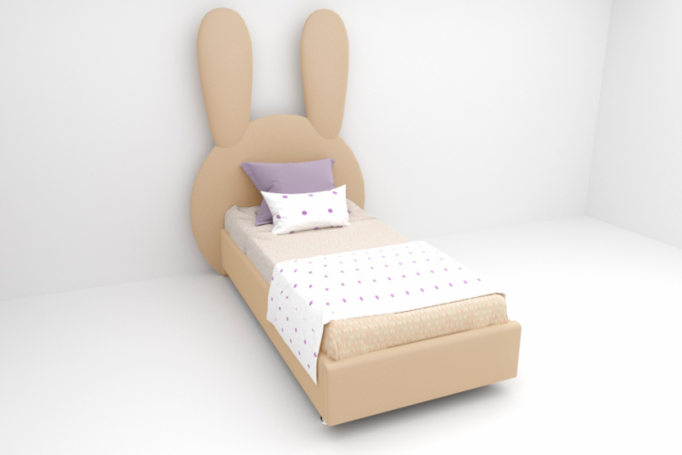 Детская кровать &куот;Зайка&куот; с ортопедическим основанием Цвет фасада: Бежевый; Цвет корпуса: Бежевый; Материал фасада: Искусственная кожа; Размер: 800х2000 мм; Спальное место: 800х2000 мм / "Зайка"_0