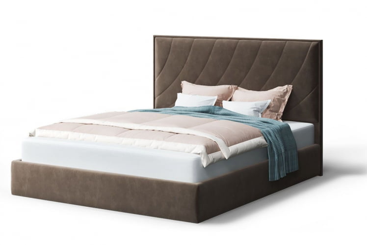 Кровать СОФИЯ 2000*1200мм (без опор), велюр Бренди лайт 29 (коричневый), (б/основания, б/матраса)_0