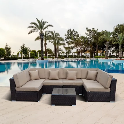 Плетеный модульный диван ЙР822-В53 Олд Бровн / YR822-W53 Old Brown_0