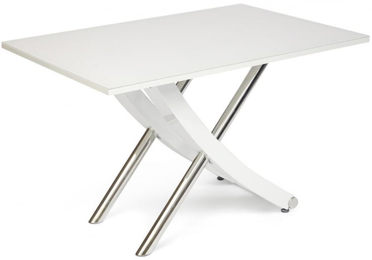 Стол ARNO (mod.EDT-H016) мдф high gloss, закаленное стекло, металл, 120х80х75см, Белый (White)_0