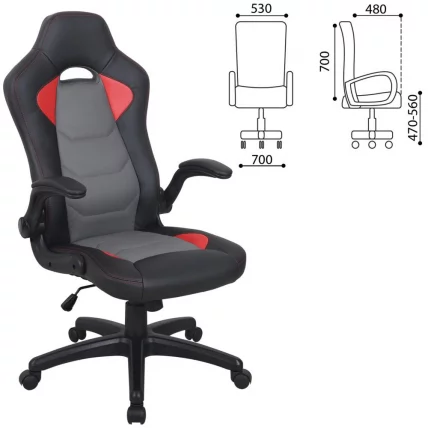 Кресло компьютерное BRABIX Skill GM-005 Черное/красное_0