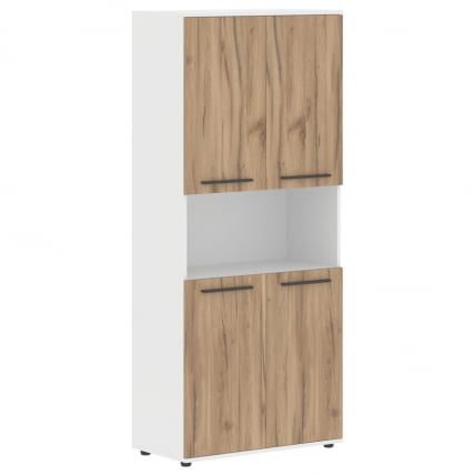 Шкаф с двумя комплектами глухих малых дверей ЕДИС ЕХCС 85.4 Дуб Денвер светлый Мокко Белый / EDIS EHCS_0