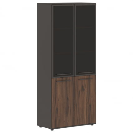 Шкаф комбинированный  с дверьми в металлической раме ЕДИС ЕХCС 85.7 Дуб Денвер темный Мокко Мокко / EDIS EHCS_0