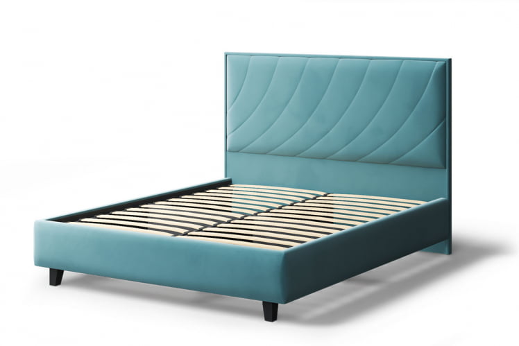 Кровать СОФИЯ 2000*1800мм (на опорах), велюр НЕО 22 (бирюзовый), (б/основания, б/матраса) / NEO_1