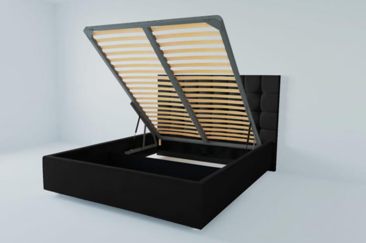 Мягкая интерьерная кровать "Венеция" с подъемным механизмом Материал фасада: Искусственная кожа; Спальное место: 1400х2000 мм; Цвет фасада: Кольт Ч; Цвет корпуса: Кольт Ч _0