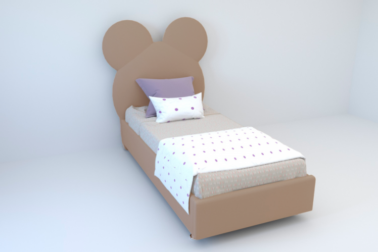 Детская кровать &куот;Маус&куот; с ортопедическим основанием Цвет фасада: Серый; Цвет корпуса: Серый; Материал фасада: Металл/Велюр; Размер: 900х2000 мм; Спальное место: 900х2000 мм / "Маус"_0