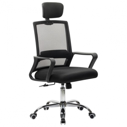 Кресло CROMEX (КРОМЕКС) Debut CH-697 ХРОМ сетка/ткань TW черное_1