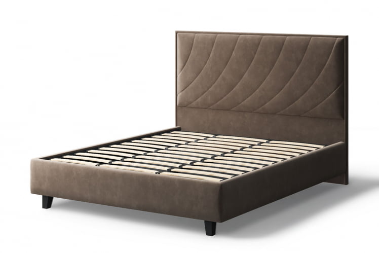 Кровать СОФИЯ 2000*1400мм (на опорах), велюр Бренди лайт 29 (коричневый), (б/основания, б/матраса)_2