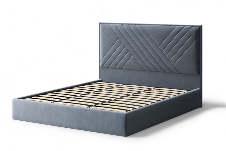 Кровать МИРА 2000*1600мм (без опор), велюр Бренди лайт 28 (серый), (б/основания, б/матраса)_1