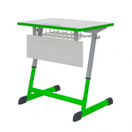 Парта одноместная регулируемая по высоте НОМАД 600х500  с антивандальной  полиуретановой кромкой (рост 3-7) Голубой/Серый / NOMAD_0