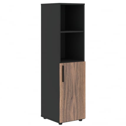 Шкаф-колонка с глухой малой дверью (правый) VELION VENEER VRMCS 40.5 R Американский орех Яшма черная_0