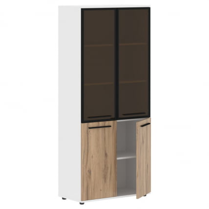 Шкаф комбинированный  с дверьми в металлической раме ЕДИС ЕХCС 85.7 Дуб Денвер светлый Черный Белый / EDIS EHCS_1