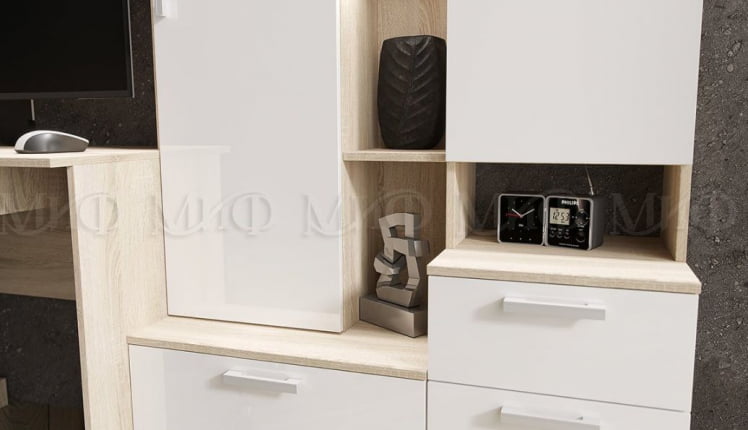 Стол компьютерный №6 ЛДСП Дуб сонома/Белый глянец_2