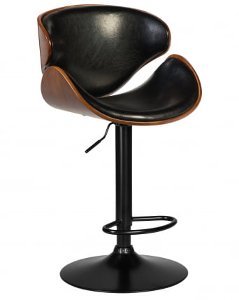 Стул барный DOBRIN KARTER BLACK (коричевый орех дерево (BWW), черный PU)_0