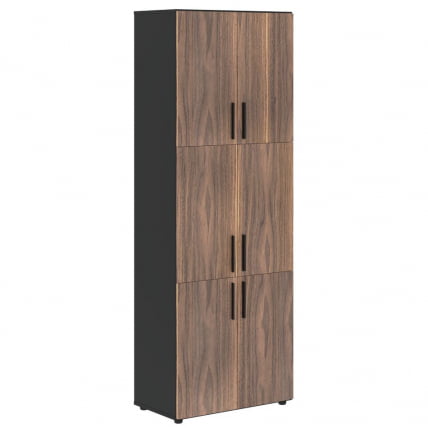 Шкаф с 3 комплектами глухих малых дверей VELION VENEER VRHCS 80.8 Американский орех Яшма черная_0