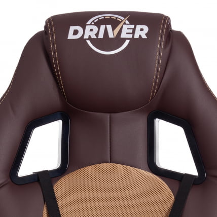 Кресло DRIVER (22) кож/зам/ткань, коричневый/бронза, 36-36/TW-21_7