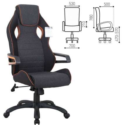 Кресло компьютерное BRABIX Techno Pro GM-003 Черно-серый/оранжевый_0